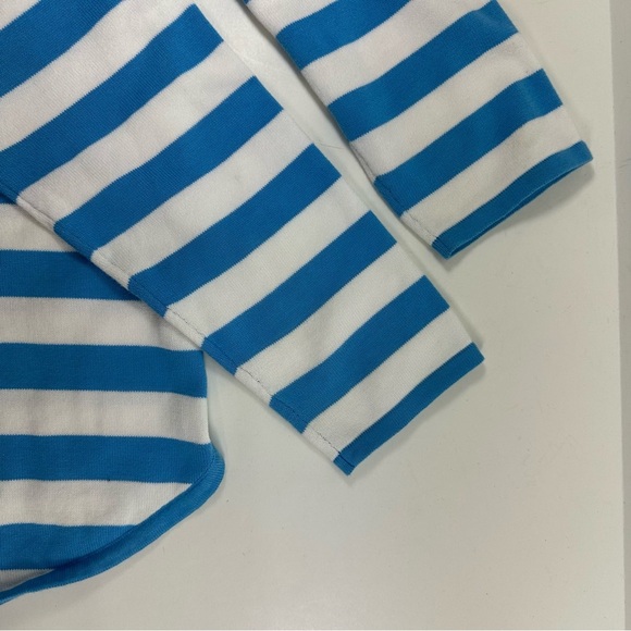 Jeanne Pierre Womens Sz M Pullover Tunic Sweater Blue White Wide Stripe V Neck - Picture 7 of 7